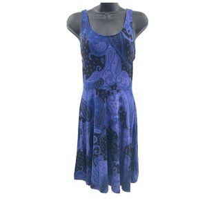 Express Sleeveless Dress Paisley Sundress Blue Fitting Casual Sundress Size S